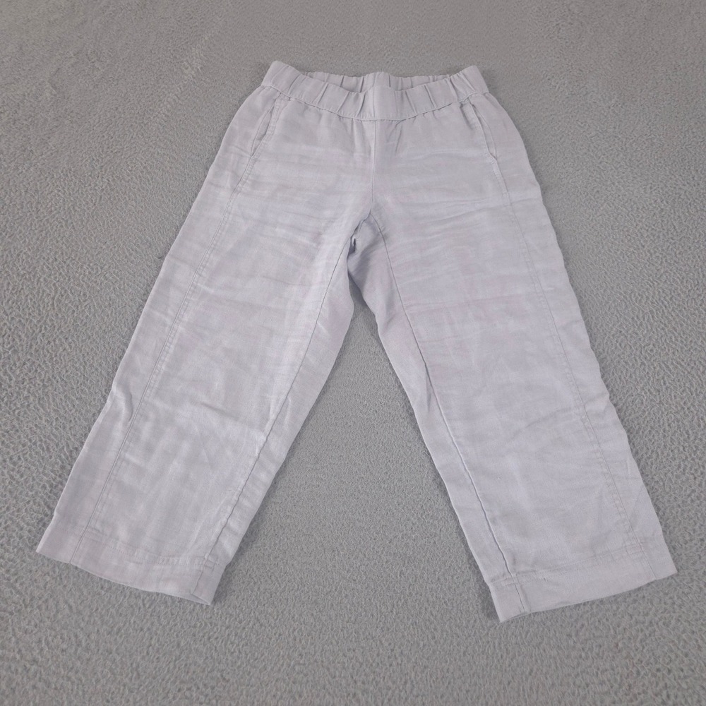 J. Jill Pants Womens XS Petite Gray Linen Cropped‎ Straight Leg PureJill Travel